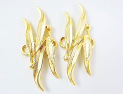 2 Swaying Leaf connectors - 22k Matte Gold Plated - 2PC