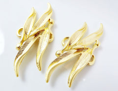 2 Swaying Leaf connectors - 22k Matte Gold Plated - 2PC