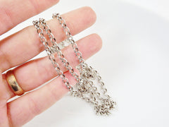 3mm Rolo Chain  - Matte Silver Plated - 1 Meter  or 3.3 Feet