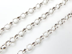 3mm Rolo Chain  - Matte Silver Plated - 1 Meter  or 3.3 Feet