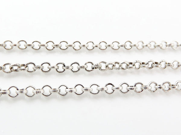 2mm Rolo Chain  - Matte Silver Plated - 1 Meter  or 3.3 Feet