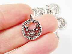 10 Mini Round Filigree Charms - Matte Silver Plated