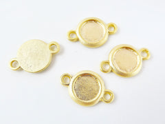 4 Round Smooth Connector Tray Cabochon Setting for 10mm Cab - Rolled Edge -  22k Matte Gold Plated