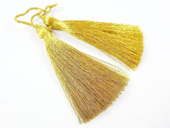Long Gold Silk Thread Tassels -  3 inches - 77mm  - 2 pc