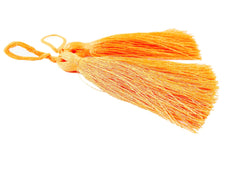 Long Light Neon Orange Silk Thread Tassels -  3 inches - 77mm  - 2 pc