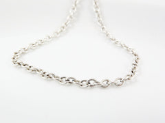 4 x 3 mm Delicate Cable Chain  - Matte Antique Silver Plated - 1 Meter  or 3.3 Feet