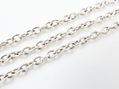 4 x 3 mm Delicate Cable Chain  - Matte Antique Silver Plated - 1 Meter  or 3.3 Feet