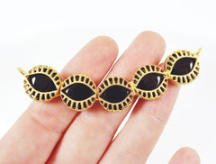 Evil Eye Necklace Collar Connector - Black Jade - 22K Matte Gold Plated