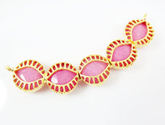 Evil Eye Necklace Collar Connector - Pink Jade - 22K Matte Gold Plated