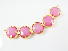 Evil Eye Necklace Collar Connector - Pink Jade - 22K Matte Gold Plated