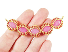 Evil Eye Necklace Collar Connector - Pink Jade - 22K Matte Gold Plated