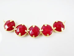 Evil Eye Necklace Collar Connector - Red Jade - 22K Matte Gold Plated