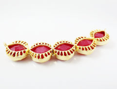 Evil Eye Necklace Collar Connector - Red Jade - 22K Matte Gold Plated