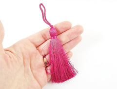 Long Violet Pink Silk Thread Tassels -  3 inches - 77mm  - 2 pc