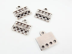 4 Rectangle Multi Four Strand Link Connector - Matte Silver Plated