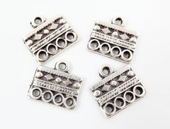 4 Rectangle Multi Four Strand Link Connector - Matte Silver Plated