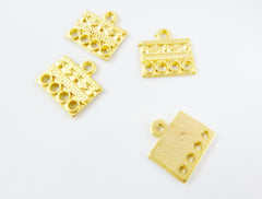 4 Rectangle Multi Four Strand Link Connector - 22k Matte Gold Plated