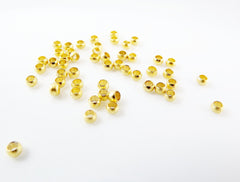 50 Tiny 2mm Barrel Cord Beads - 22k Matte Gold Plated