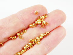 50 Tiny 2mm Barrel Cord Beads - 22k Matte Gold Plated