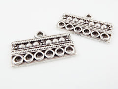 2 Dotted Rectangle Multi Strand Link Connector - Matte Silver Plated