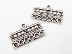 2 Dotted Rectangle Multi Strand Link Connector - Matte Silver Plated