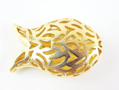Large Chunky Fish Tulip Hollow Fretwork 22k Matte Gold Plated Bead Slider Spacer
