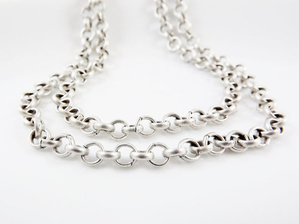 5mm Rolo Chain  - Matte Antique Silver Plated - 1 Meter  or 3.3 Feet