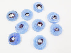 10 Cornflower Blue Rustic Glass Round Disc Bead - Authentic Traditional Turkish Artisan Handmade - 20mm