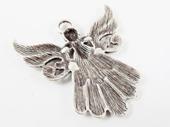 Angel Pendant - Swirl Curl - Matte Silver Plated