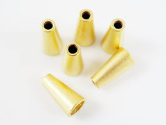 6 Plain Simple Cone Bead End Caps -  22k Matte Gold Plated  Round Bead caps