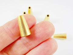 6 Plain Simple Cone Bead End Caps -  22k Matte Gold Plated  Round Bead caps