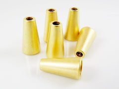 6 Plain Simple Cone Bead End Caps -  22k Matte Gold Plated  Round Bead caps