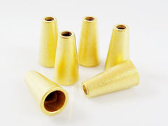 6 Plain Simple Cone Bead End Caps -  22k Matte Gold Plated  Round Bead caps