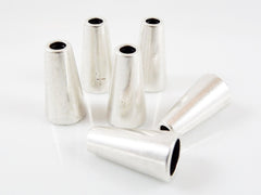 6 Plain Simple Cone Bead End Caps -  Matte Silver Plated Round Bead caps