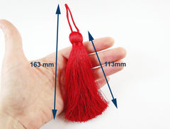 Extra Large Thick Raspberry Red  Thread Tassels - 4.4 inches - 113mm - 1 pc