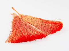 Long Tangerine Orange Silk Thread Tassels -  3 inches - 77mm  - 2 pc