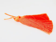 Long Tangerine Orange Silk Thread Tassels -  3 inches - 77mm  - 2 pc