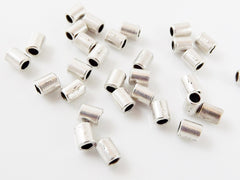 30 Tube Beads - Matte Silver Plated Brass