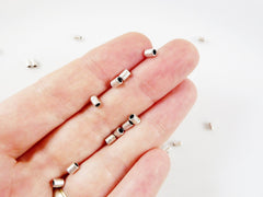 30 Tube Beads - Matte Silver Plated Brass