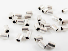 30 Tube Beads - Matte Silver Plated Brass