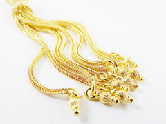 Extra Extra Long Ornate Ball Head Tassel Pendant with Snake Chain Strands - 22k Gold Plated Brass- 1PC