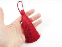 Extra Large Thick Deep Red Thread Tassels - 4.4 inches - 113mm - 1 pc