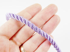 Lilac Purple 5mm Twisted Rayon Satin Rope Silk Braid Cord - 3 Ply Twist - 1 meters - 1.09 Yards