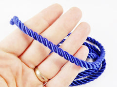 Royal Blue 5mm Twisted Rayon Satin Rope Silk Braid Cord - 3 Ply Twist - 1 meters - 1.09 Yards