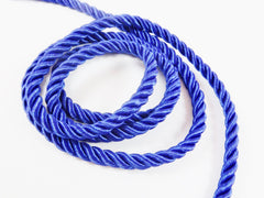 Royal Blue 5mm Twisted Rayon Satin Rope Silk Braid Cord - 3 Ply Twist - 1 meters - 1.09 Yards