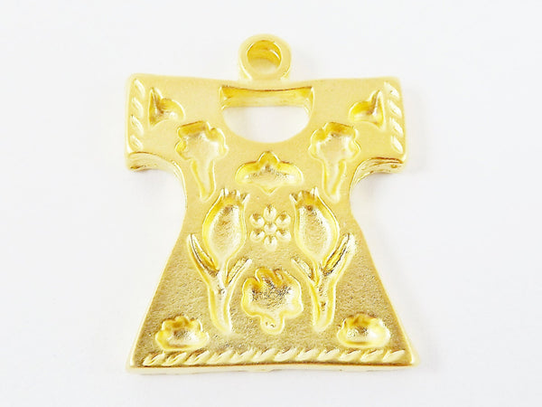 Small Tulip Turkish Ottoman Caftan Pendant - 22k Matte Gold Plated - 1PC