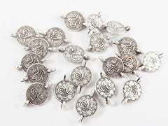 Mini Round Coin Charm, Coin Connectors, Silver Coin, Replica Coin, Turkish Coin, Silver Connectors, Matte Antique Silver Plated - 20pcs