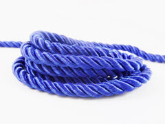 Royal Blue 5mm Twisted Rayon Satin Rope Silk Braid Cord - 3 Ply Twist - 1 meters - 1.09 Yards