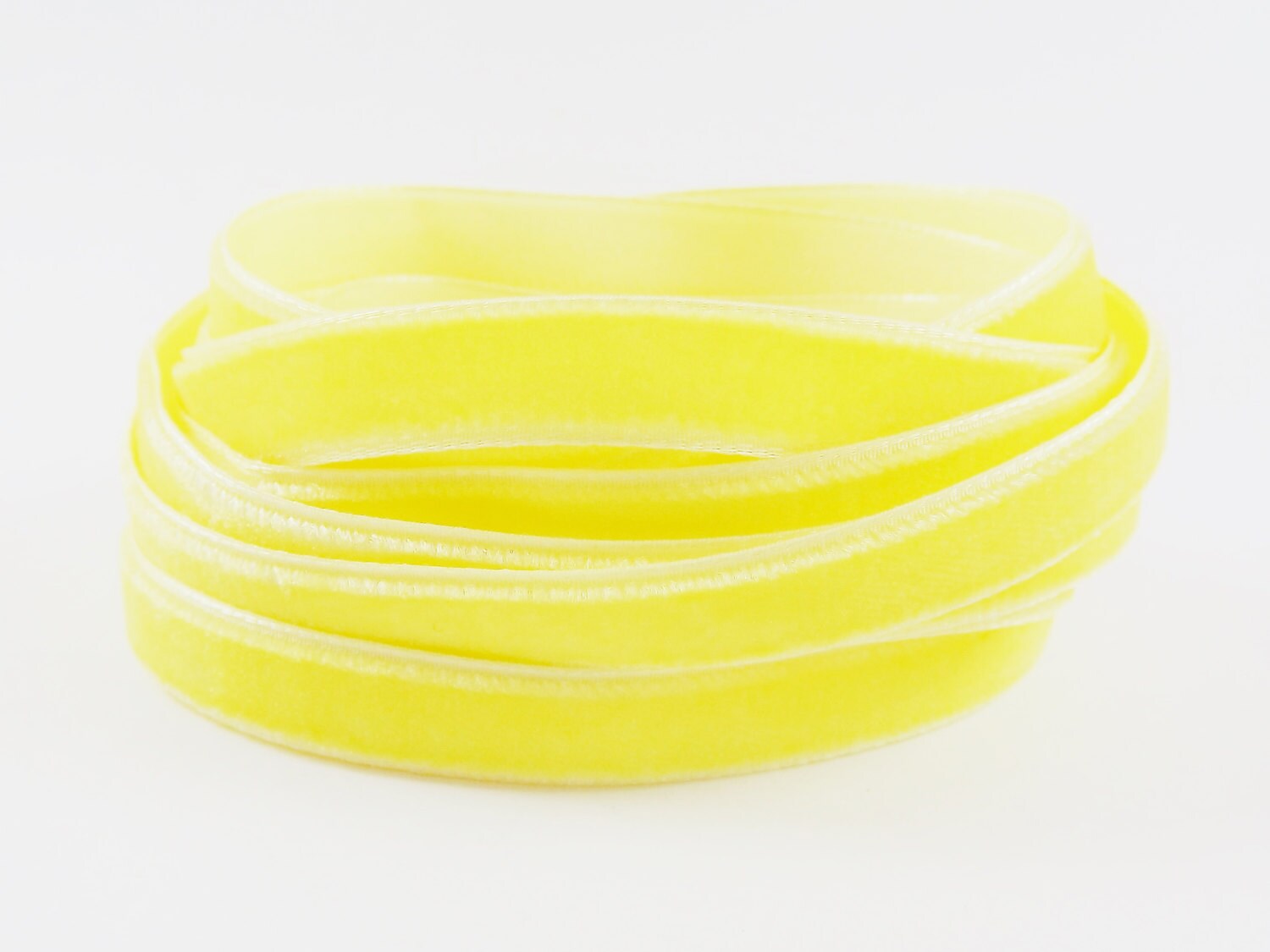 3 Meters of 10mm Lemon Yellow Velvet Ribbon - 3.28 Yards - Made in Turkey