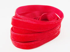 3 Meters of 10mm Red Velvet Ribbon - 3.28 Yards - Made in Turkey